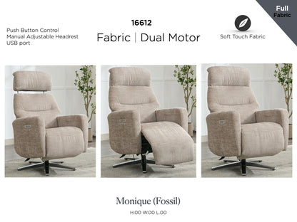 Monique Dual Motor Electric Armchair - Fossil