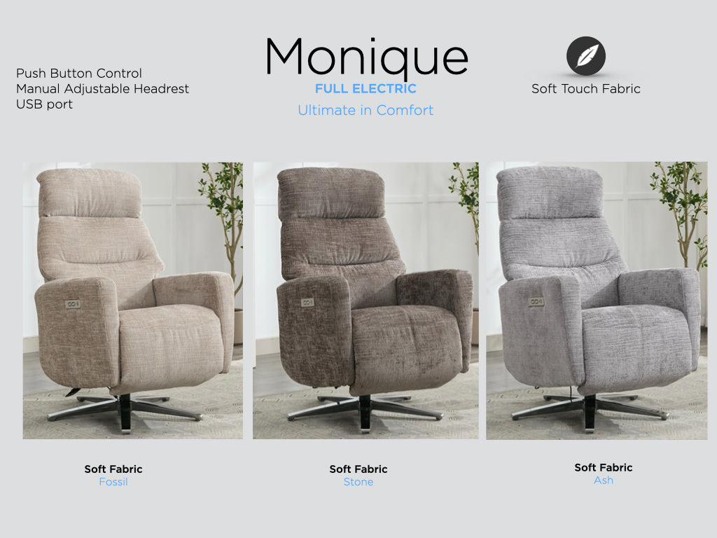 Monique Dual Motor Electric Armchair - Fossil