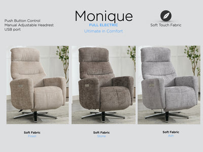 Monique Dual Motor Electric Armchair - Stone