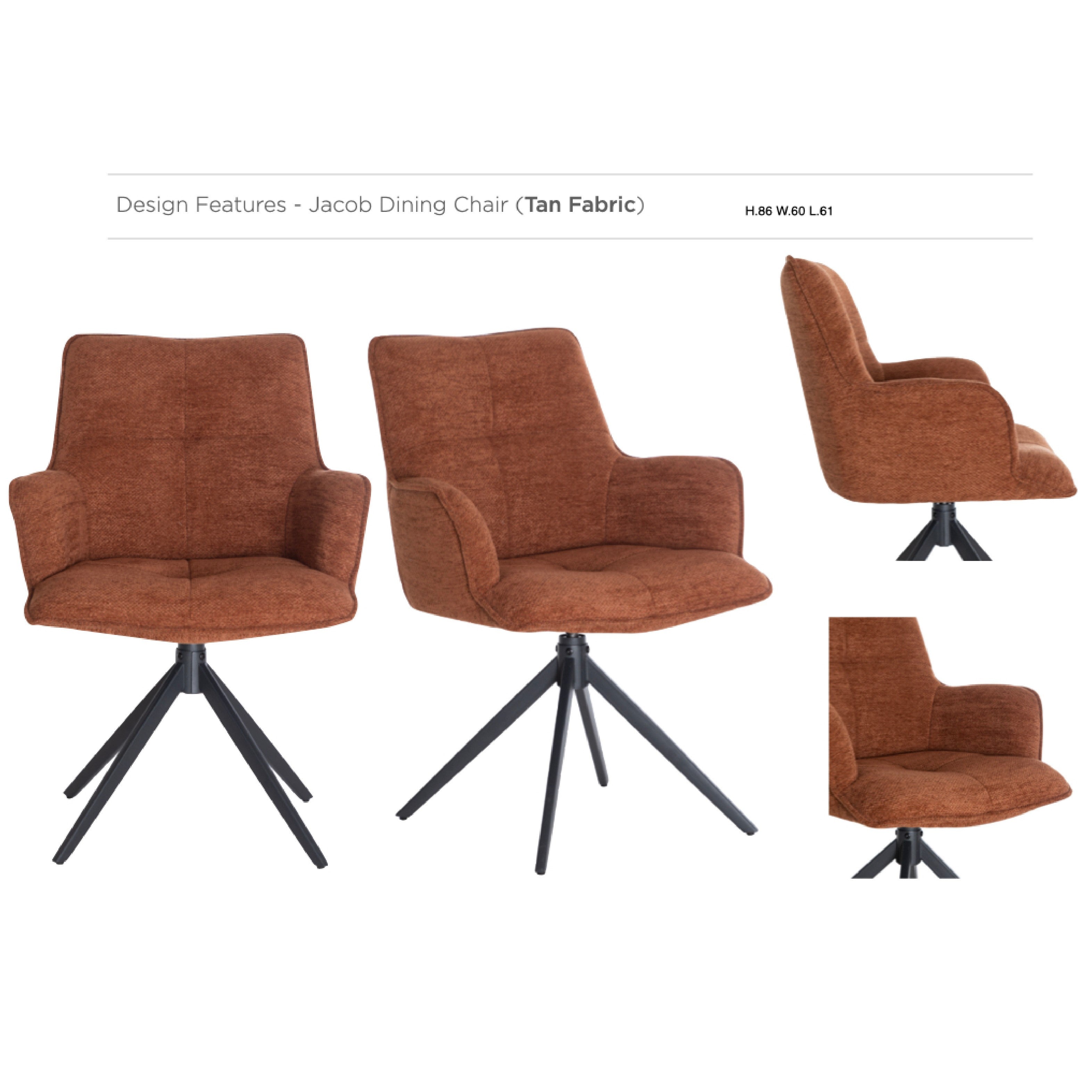 Jacob Swivel Dining Chair - Tan