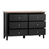 Rimini Oak & Jet Black Painted Chest of Drawers - 6 Drawer