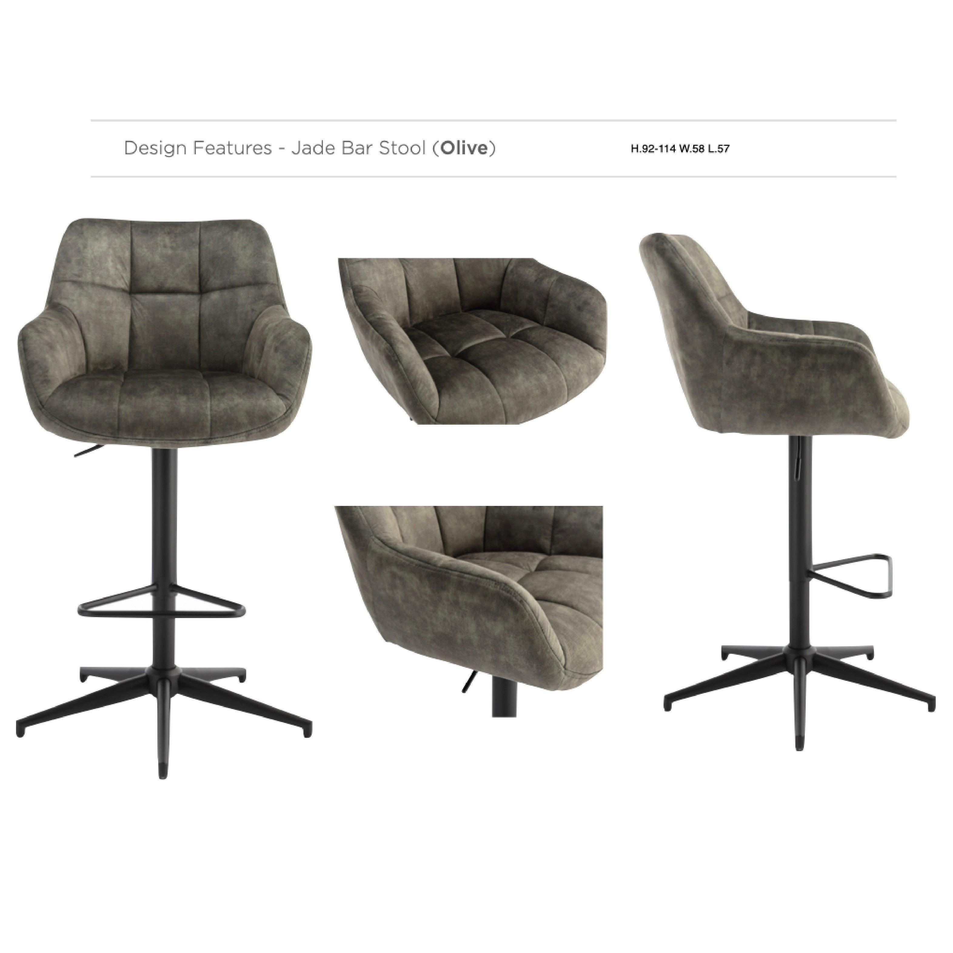 Jade Swivel Bar Stool - Olive