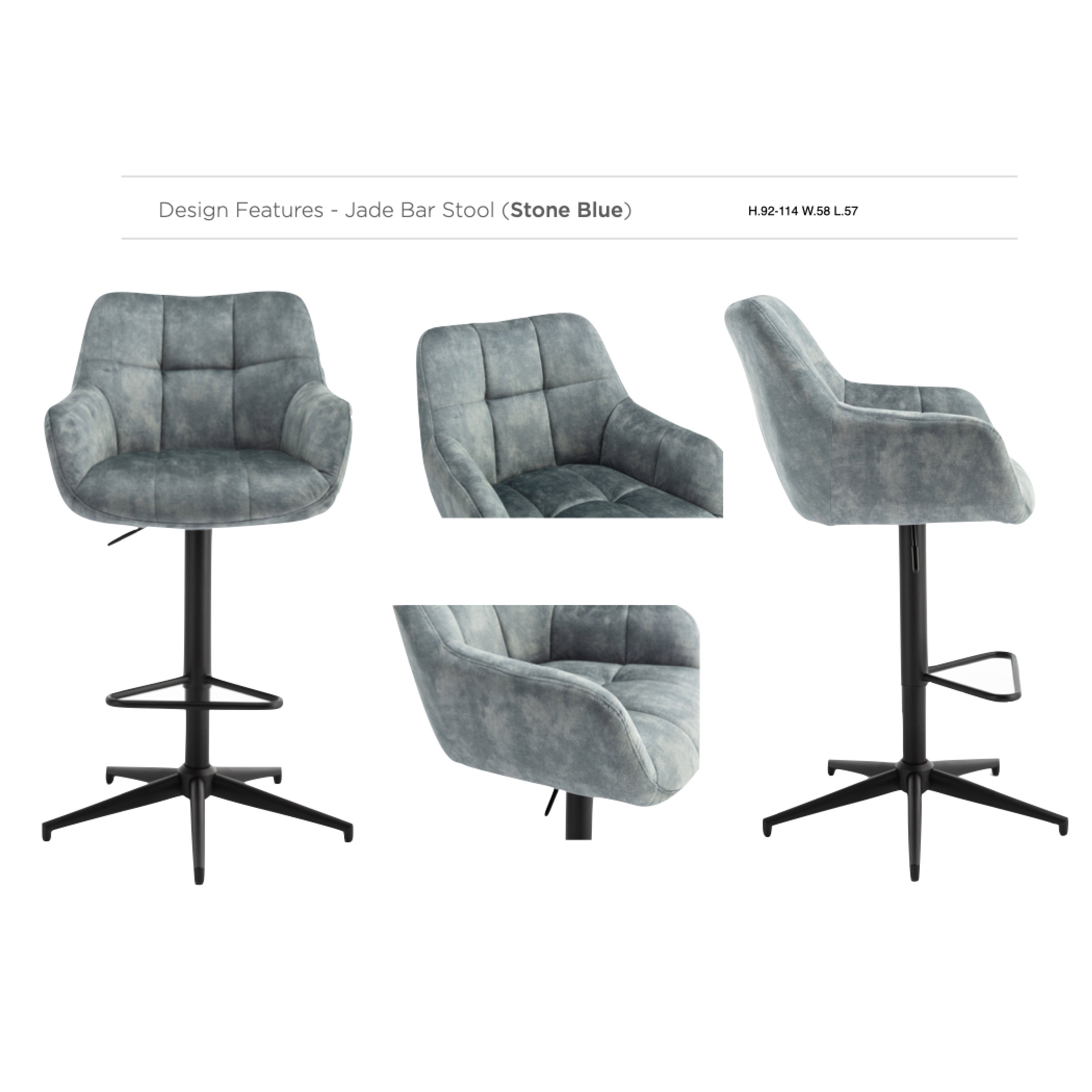 Jade Swivel Bar Stool - Stone Blue