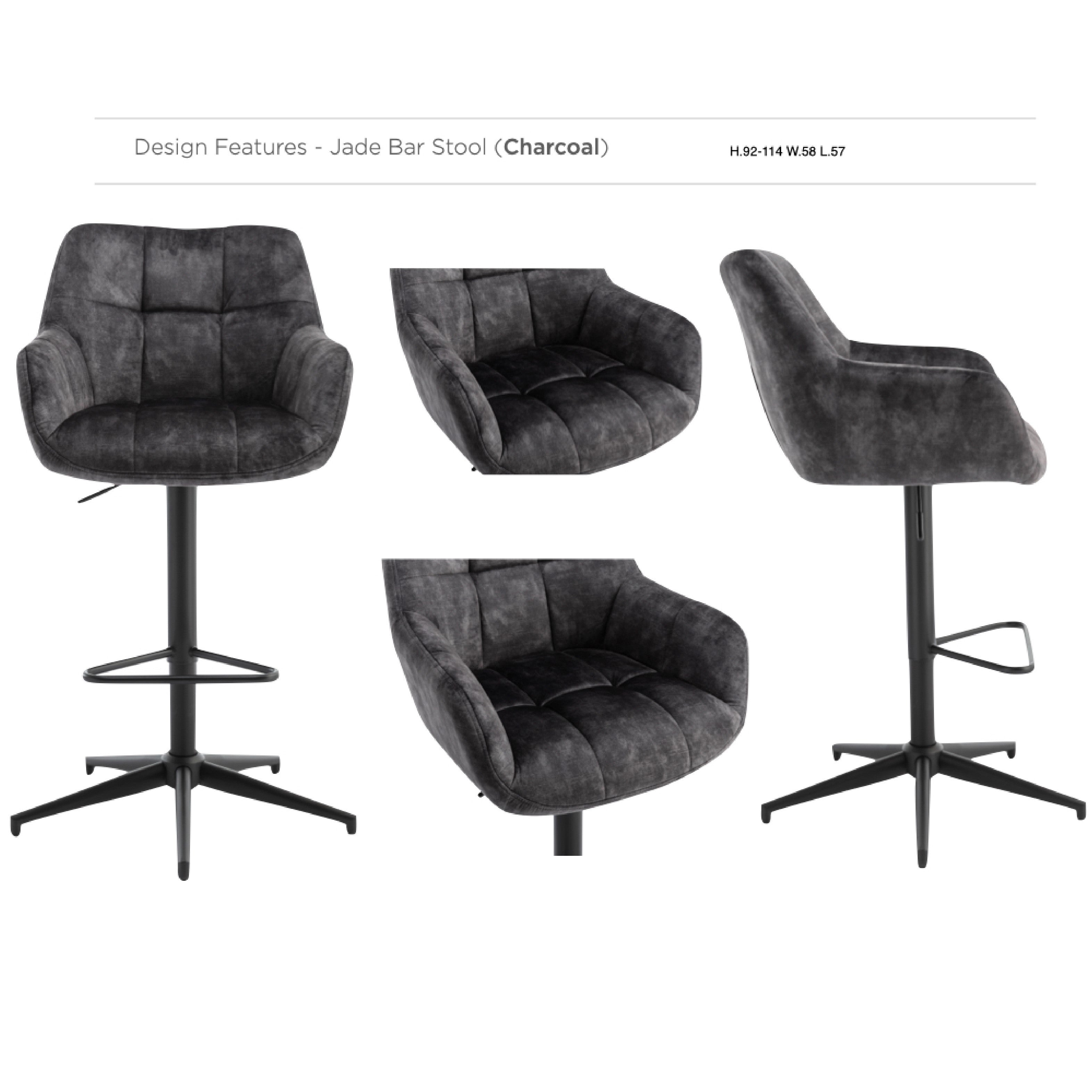 Jade Swivel Bar Stool - Charcoal