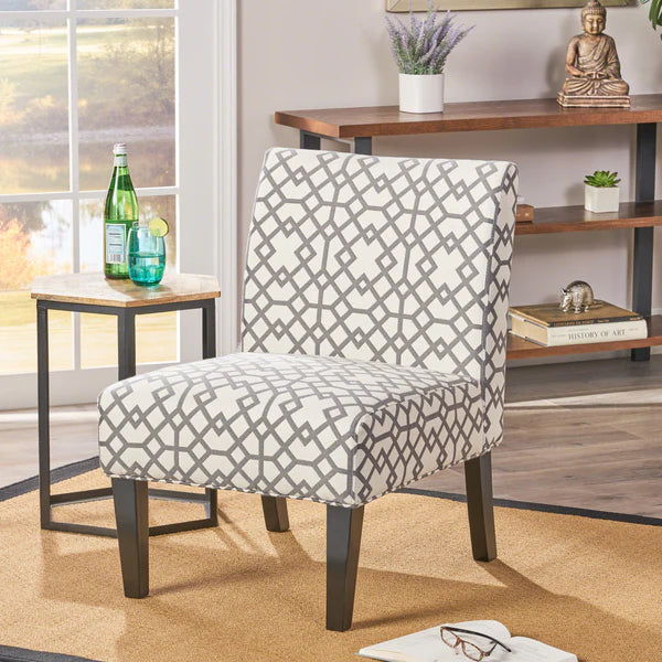 Fabric Slipper Accent Chair - Geometric Pattern
