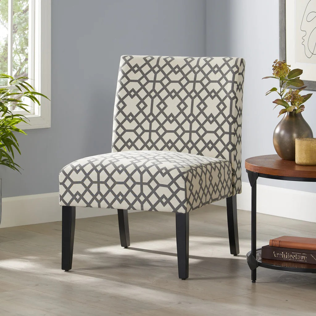Fabric Slipper Accent Chair - Geometric Pattern | The Oak Outlet Co.