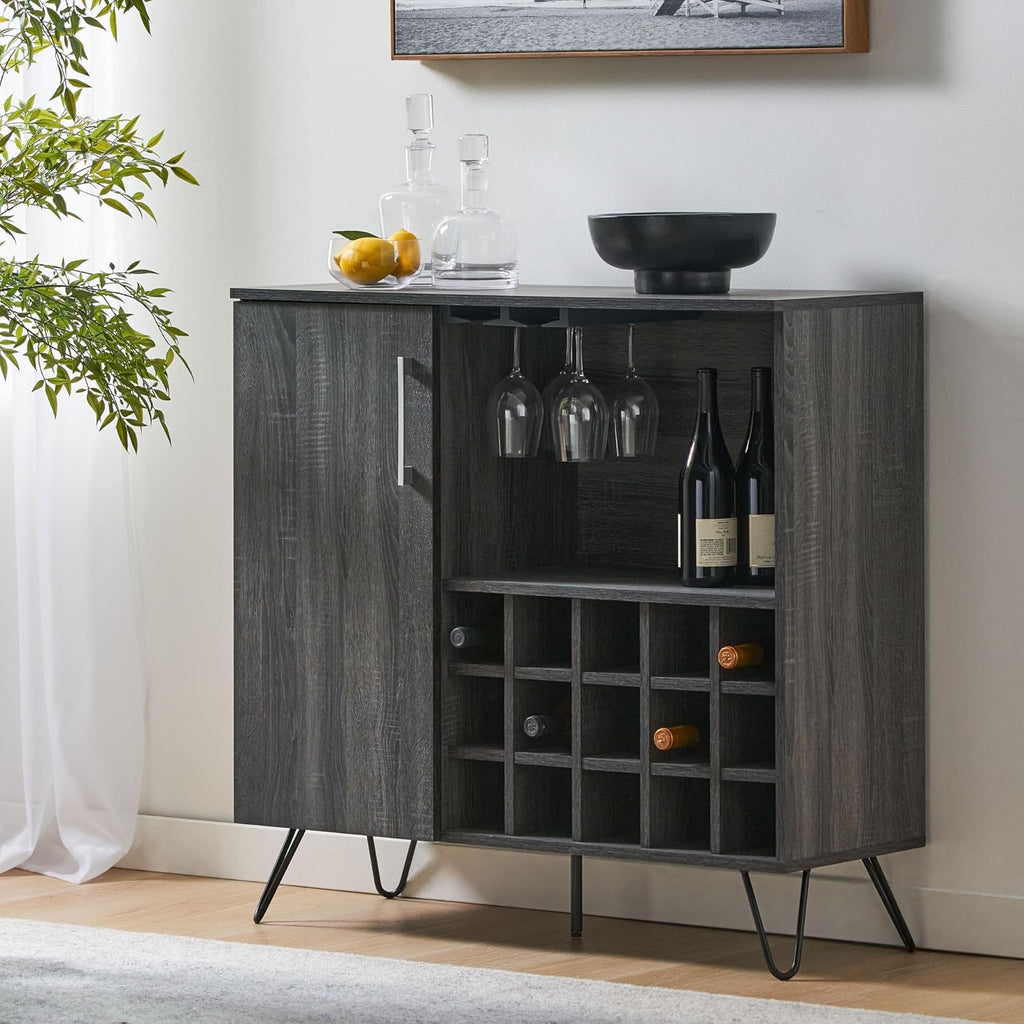 Grey Oak Effect Wine Cabinet The Oak Outlet