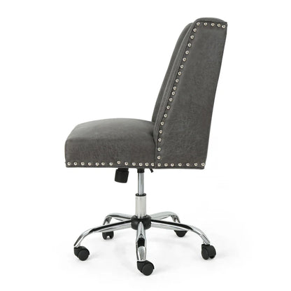 Studded Swivel Office Chair - Dark Grey