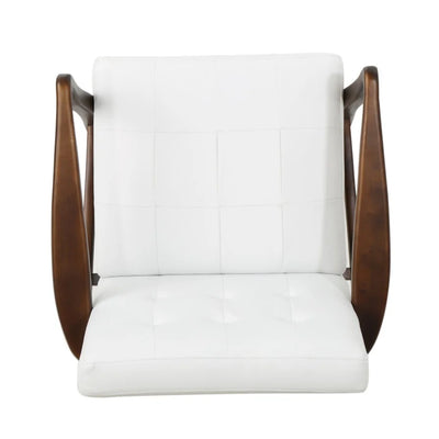 Club Chair - White PU with Wood Frame