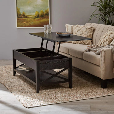 Large Lift-Top Laptop Coffee Table - Black