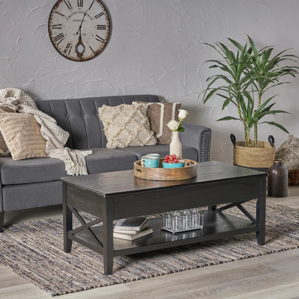 Large Lift-Top Laptop Coffee Table - Black