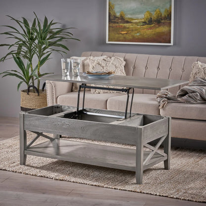 Large Lift-Top Laptop Coffee Table - Grey