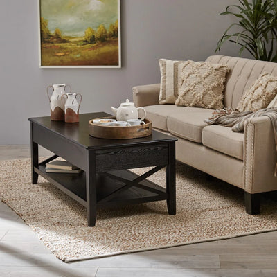 Large Lift-Top Laptop Coffee Table - Black
