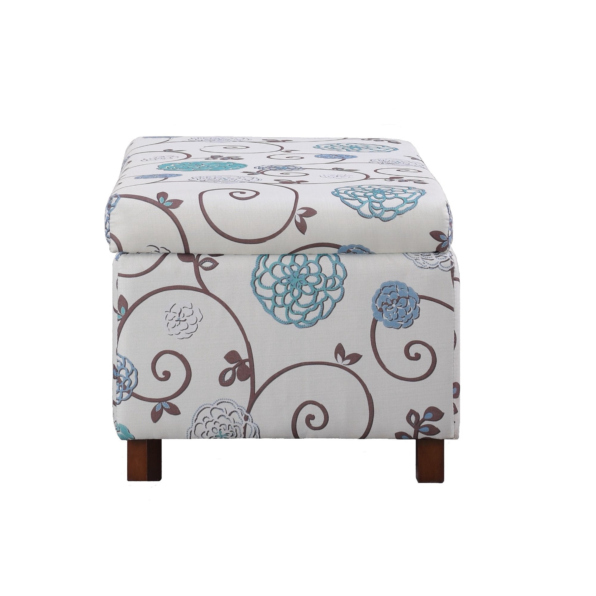 Floral Ottoman - Blue Floral Pattern