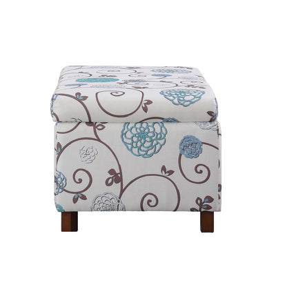 Floral Ottoman - Blue Floral Pattern