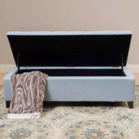 Fabric Storage Ottoman - Sky Blue