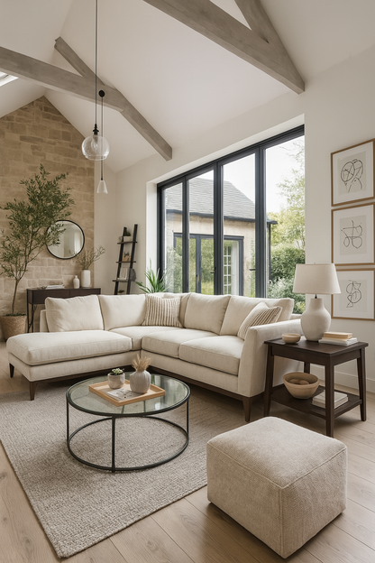 Ren Sofa - 1 Corner 2 With Stool - Lassie Linen (Showroom Clearance)