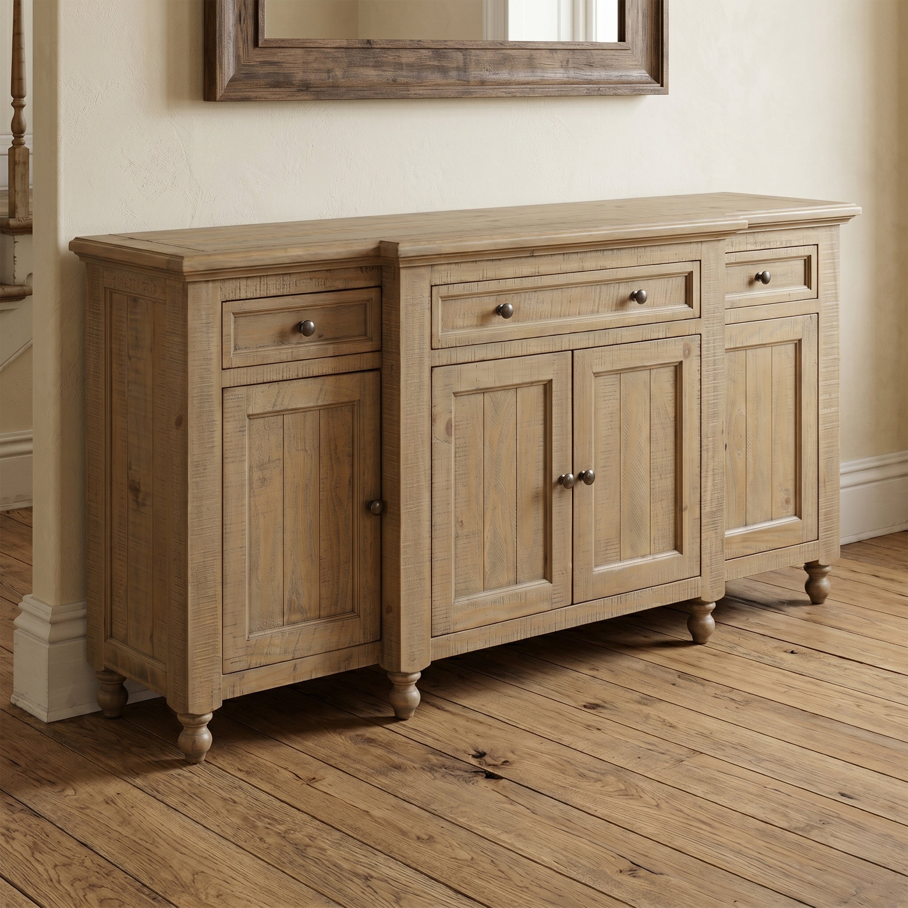 Chateau Rustic Pine Sideboard - 4 Door 3 Drawer