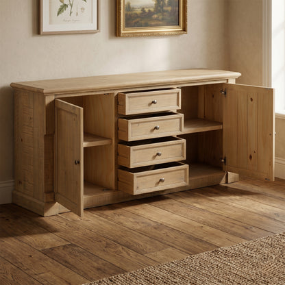 Chateau Rustic Pine Sideboard - 4 Door 3 Drawer