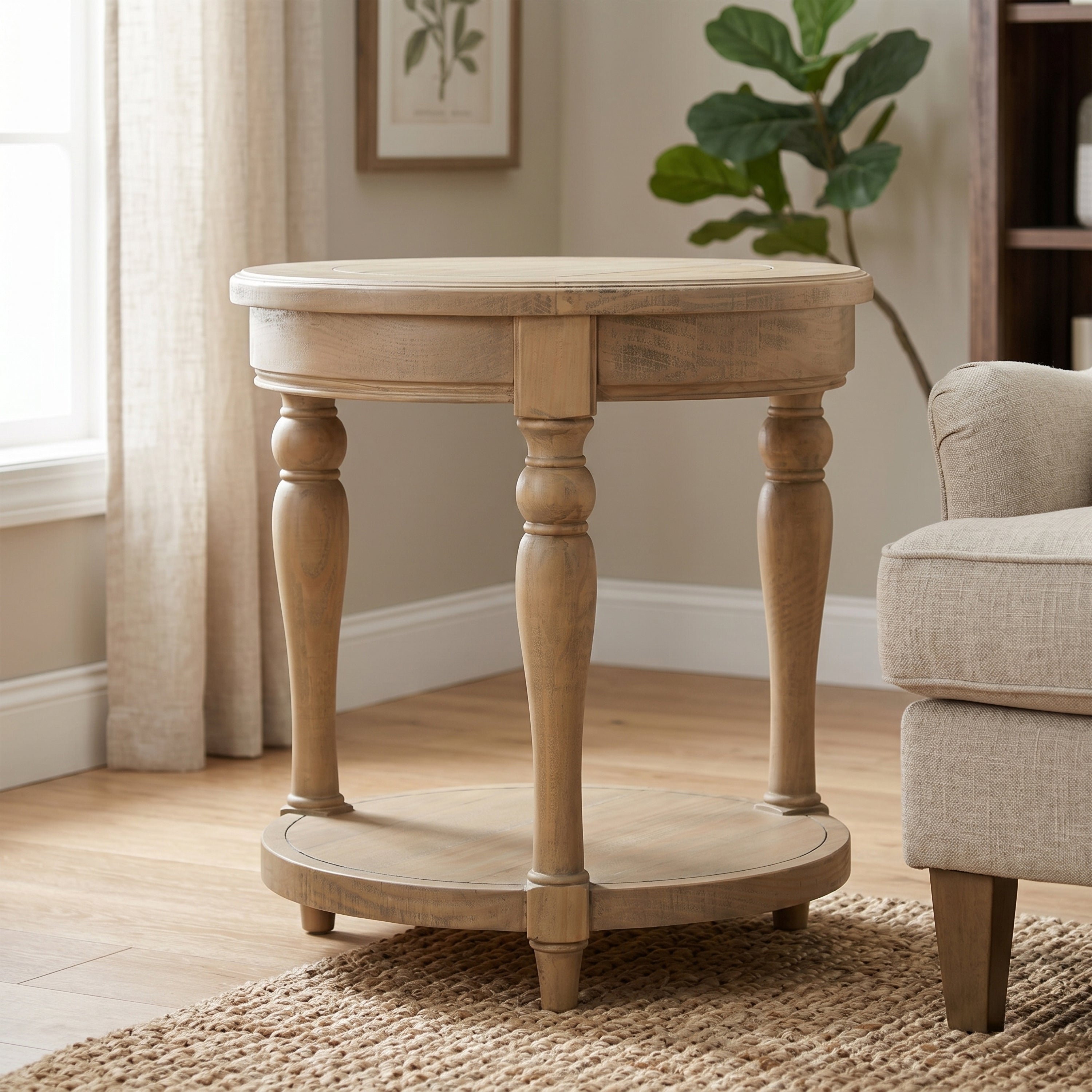 Chateau Rustic Pine Side Table - Round