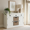 Wicklewood Handpainted Warm White Standard Sideboard with Seagrass Baskets