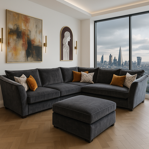 Sully Sofa - 3 Corner 2 & Footstool-  Modular - Kairo Charcoal