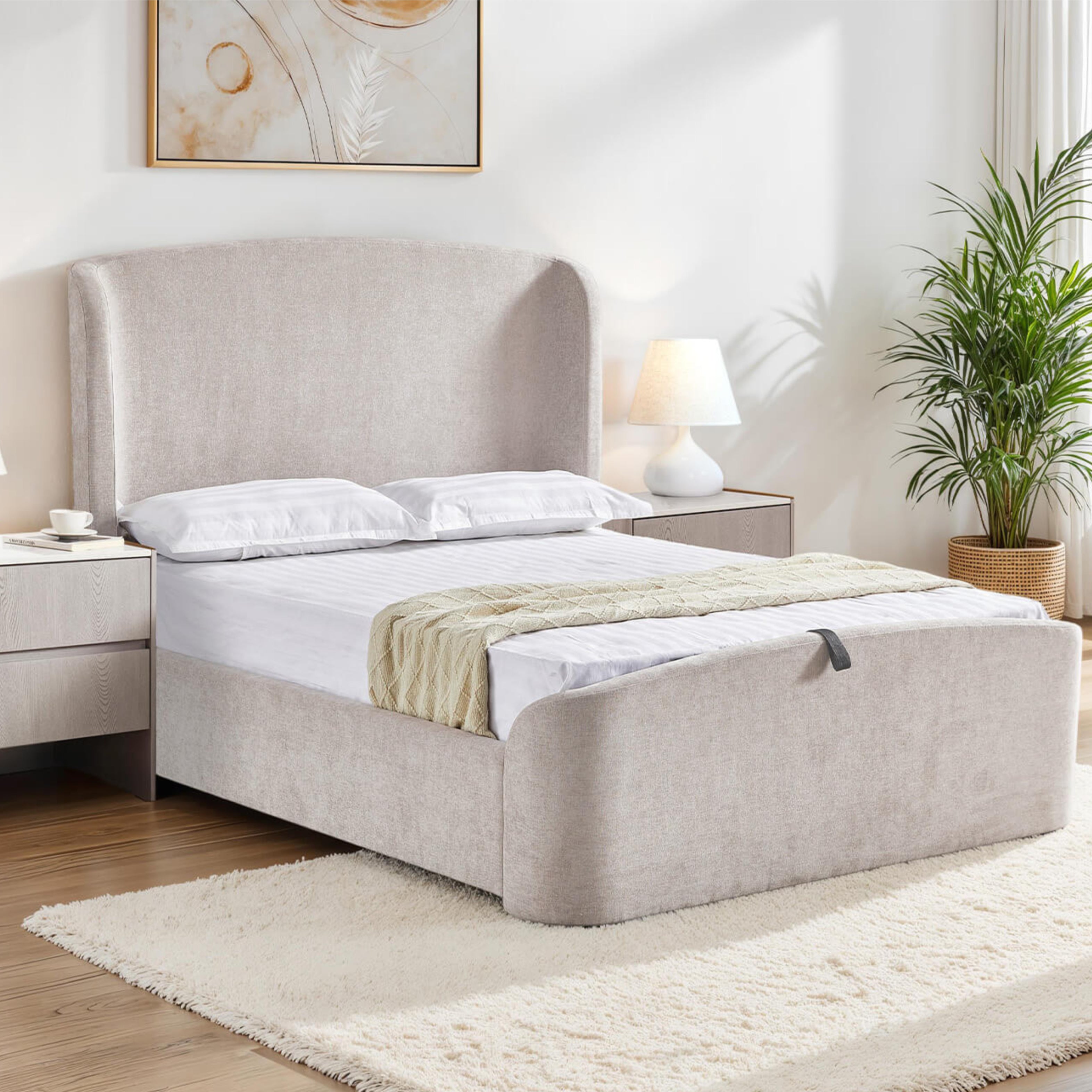 Blaire Ottoman Bed Frame - Cream