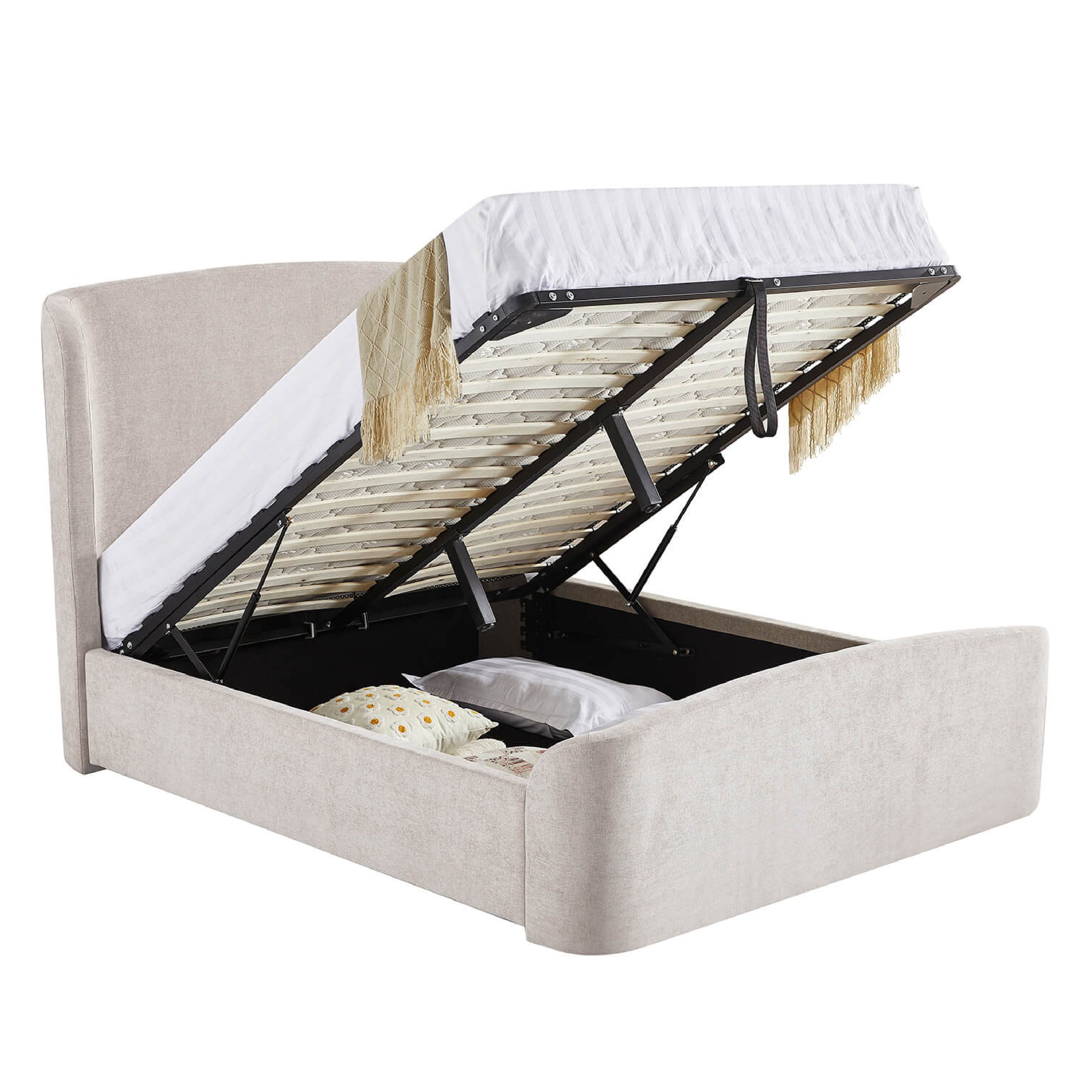 Blaire Ottoman Bed Frame - Cream
