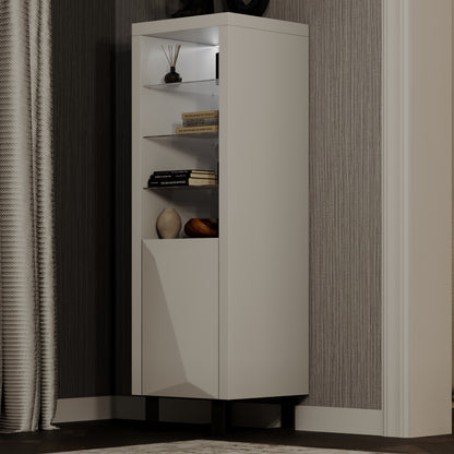 Mint Collection - Tall Narrow Bookcase Display Cabinet - Gloss Grey