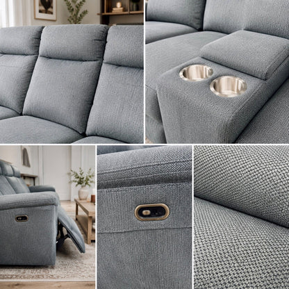 Bowie 2 Corner 2 Sofa + Console - Electric Recliner - Azul