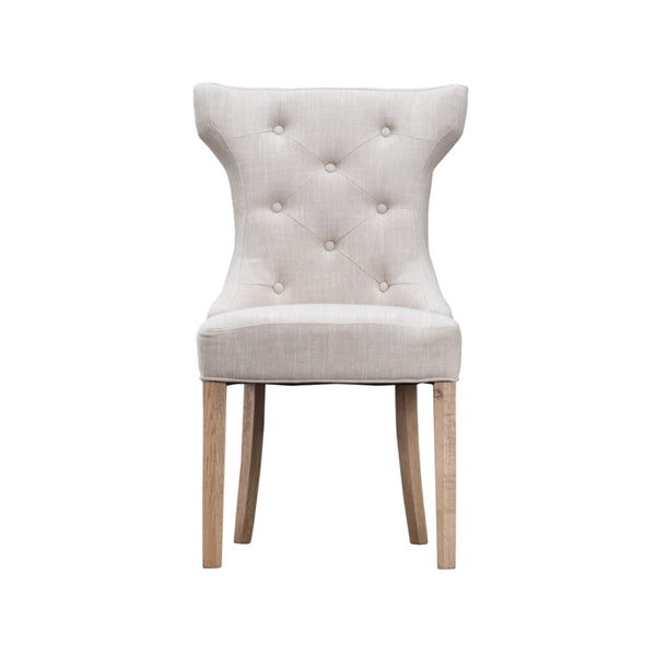 Winged Button Back Chair with Metal Ring - Beige