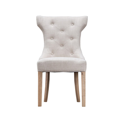 Winged Button Back Chair with Metal Ring - Beige