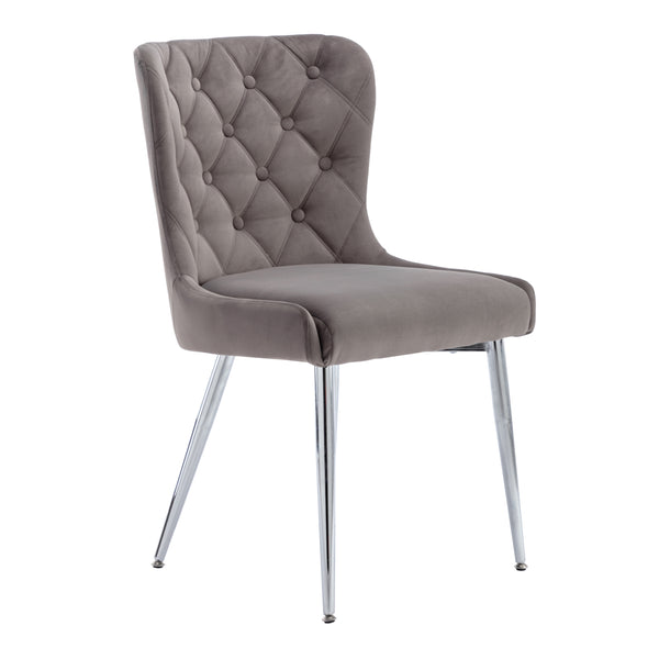 Sienna Buttoned Back Chair - Grey Velvet