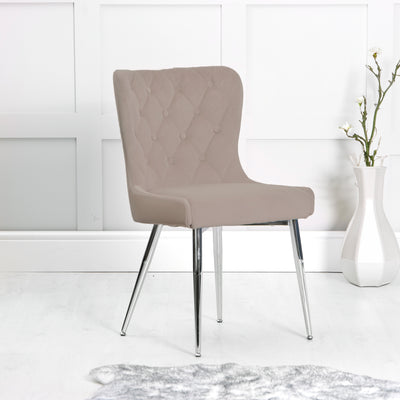 Sienna Buttoned Back Chair - Taupe Velvet