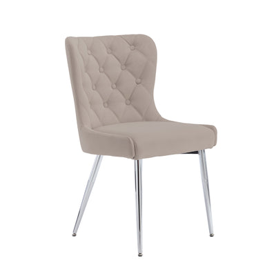 Sienna Buttoned Back Chair - Taupe Velvet