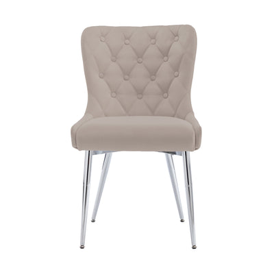 Sienna Buttoned Back Chair - Taupe Velvet