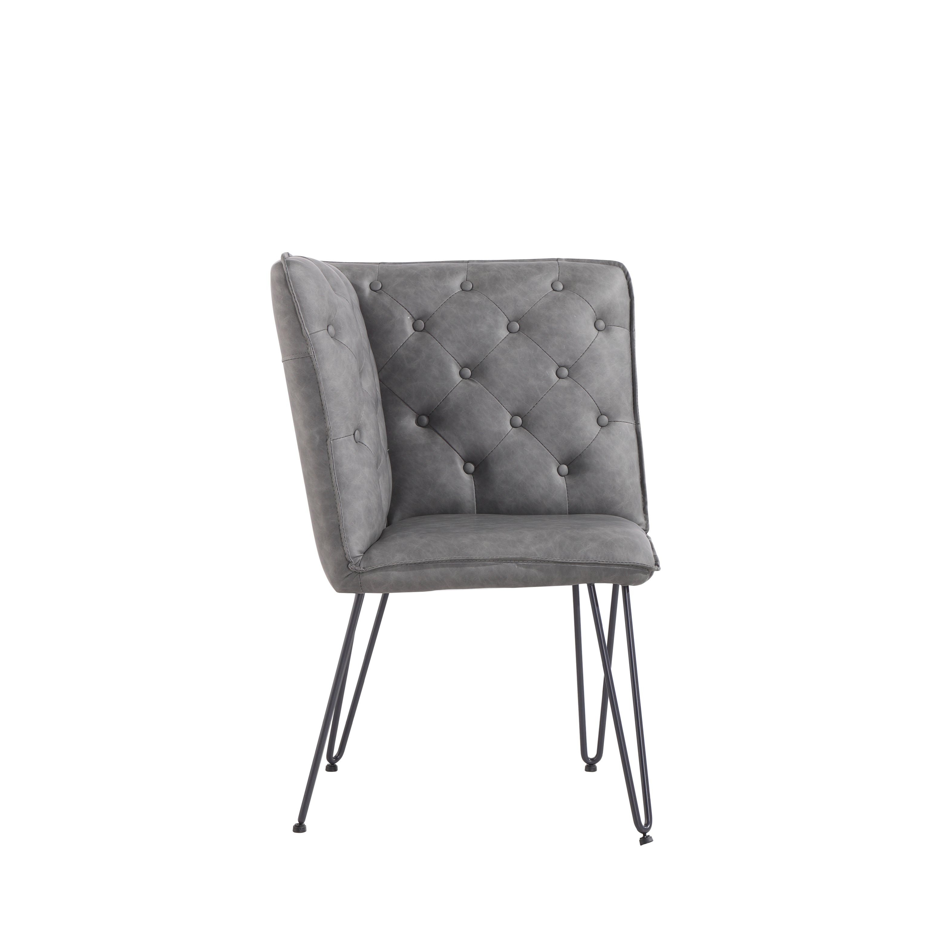 Studded Back Corner Bench - Grey PU