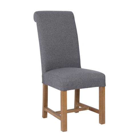 Hampstead Fabric Scroll Back Dining Chair - Grey