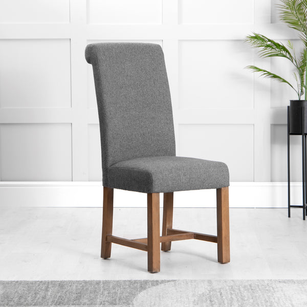 Hampstead Fabric Scroll Back Dining Chair - Grey