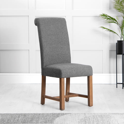 Hampstead Fabric Scroll Back Dining Chair - Grey