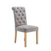 Martley Fabric Scroll Top, Button Back Dining Chair - Grey