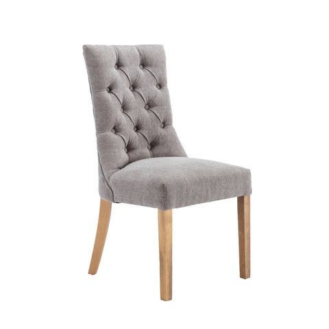 Danbury Fabric Curved, Button Back Dining Chair - Grey