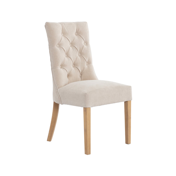 Danbury Fabric Curved, Button Back Dining Chair - Natural