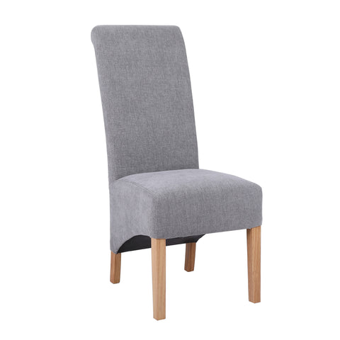 Trimpley Fabric Scroll Back Dining Chair - Grey