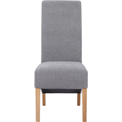 Trimpley Fabric Scroll Back Dining Chair - Light Grey