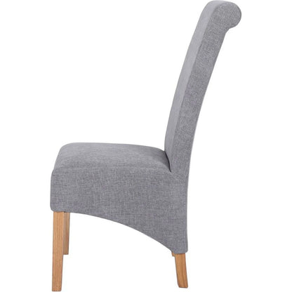 Trimpley Fabric Scroll Back Dining Chair - Light Grey