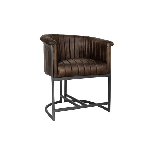Covent Leather & Iron Chair - Brown