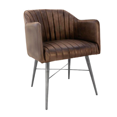 Finsbury Leather & Iron Chair - Brown