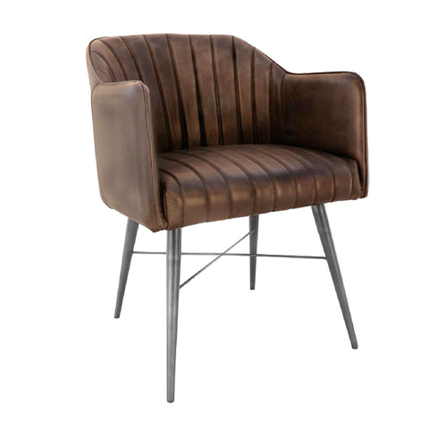 Finsbury Leather & Iron Chair - Brown
