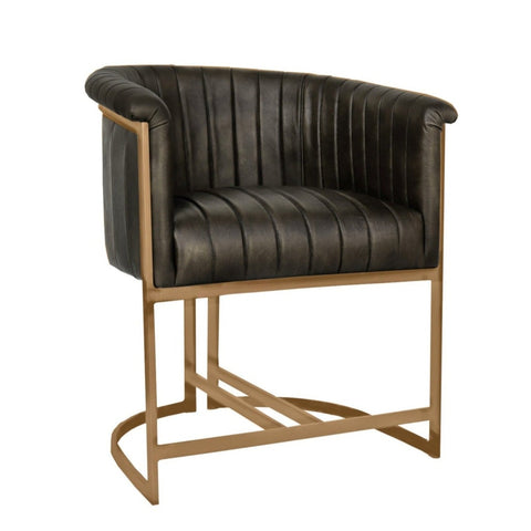 Montclair Dining Leather Chair - Dark Grey with Gold Metal
